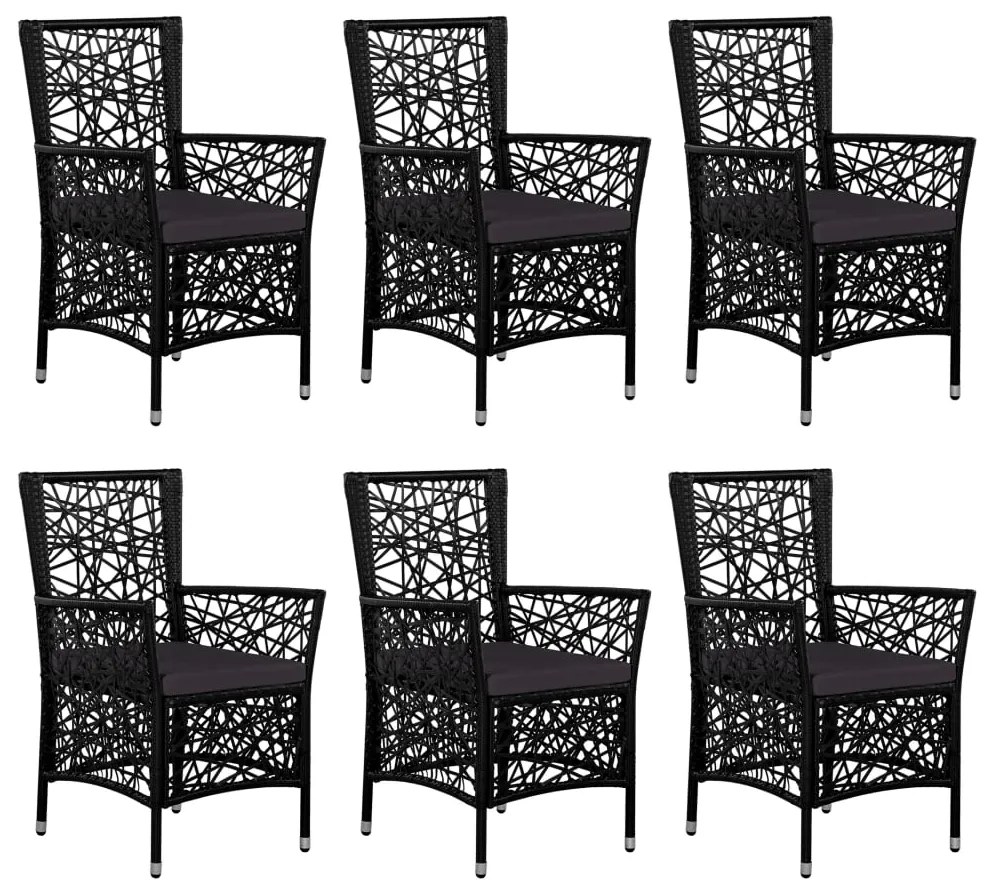 7 pcs conjunto de jantar para exterior vime PE preto