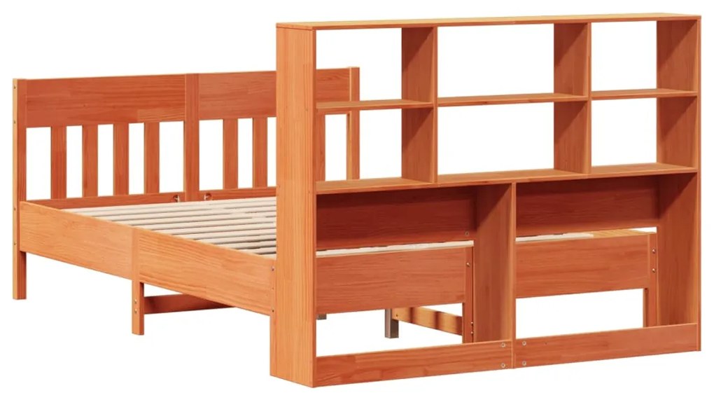 Cama sem colchão 140x190 cm pinho maciço castanho-mel