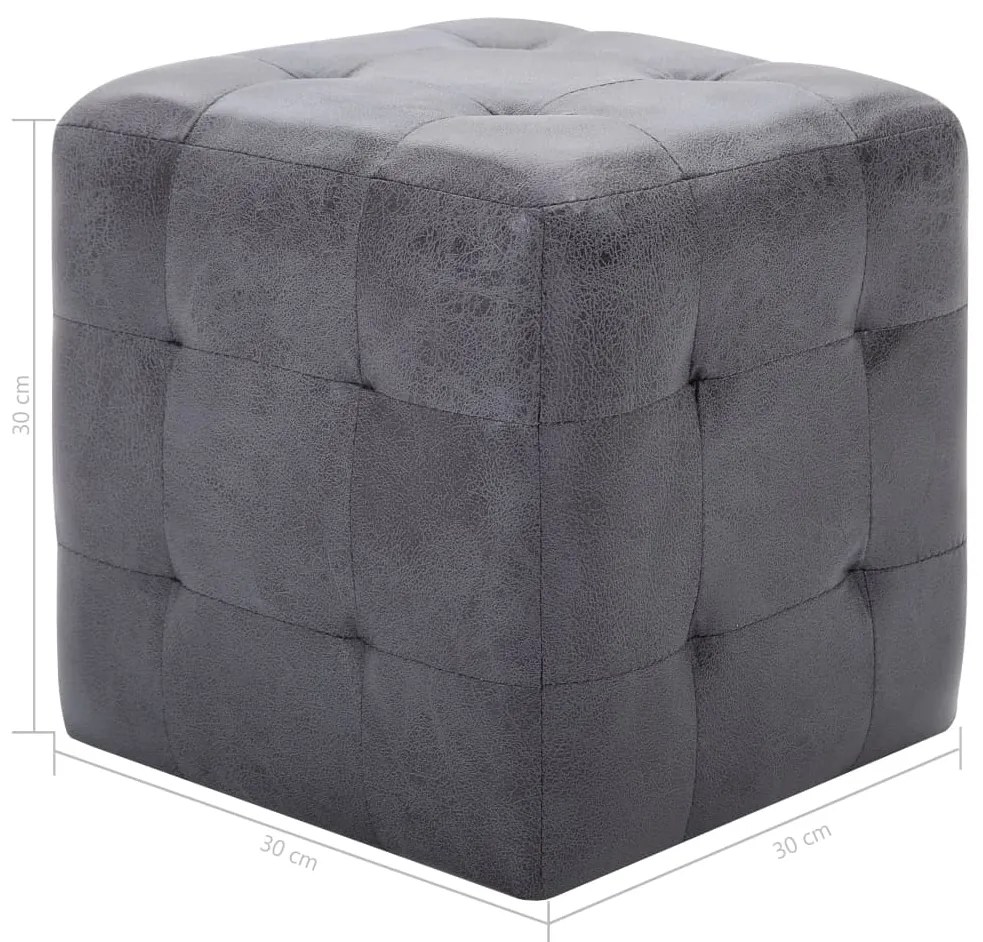 Mesas de cabeceira 2pcs 30x30x30 cm camurça artificial cinzento