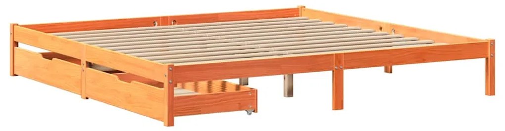 Cama sem colchão 200x200 cm pinho maciço castanho-mel