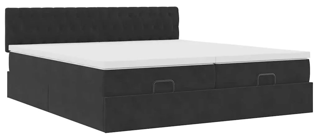 Estrutura de cama otomana com colchões 160x200 cm veludo preto