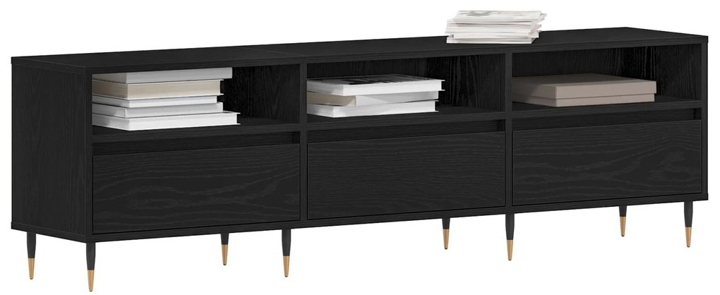 Armário para TV vidaXL Preto Carvalho 150x30x44,5 cm Madeira Reestrutu