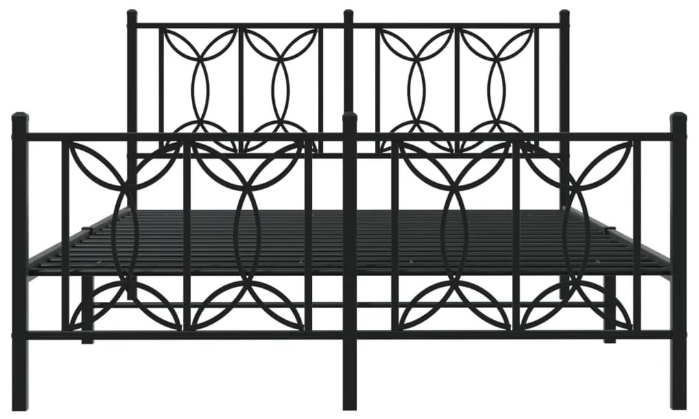 Estrutura de cama com cabeceira e pés 135x190 cm metal preto