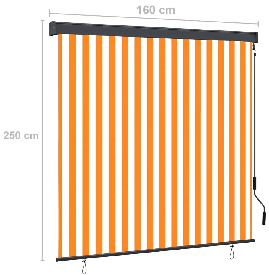 Estore de rolo para exterior 160x250 cm branco e laranja
