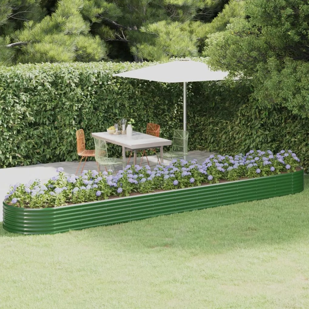 vidaXL Canteiro elevado jardim 507x100x36 cm aço galvanizado verde