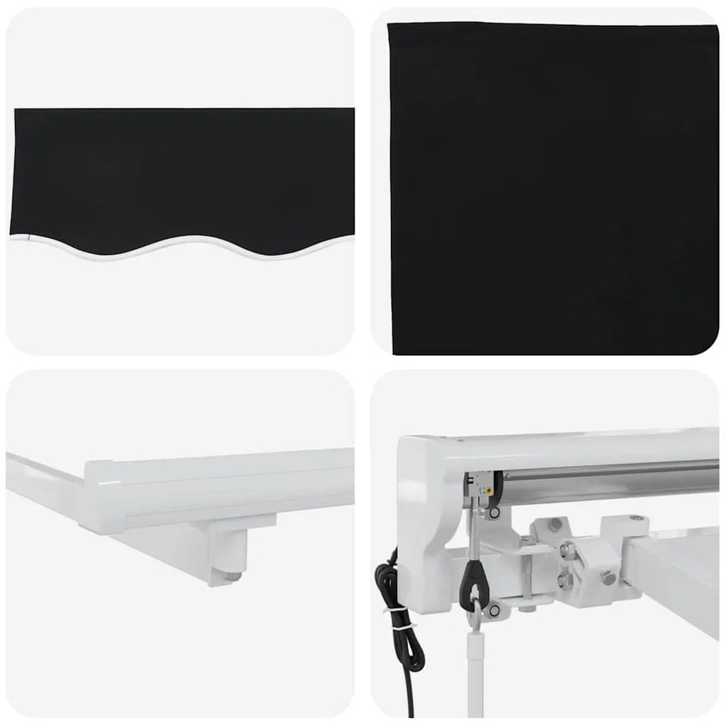 Toldo Retrátil Manual Preto 400x200 cm