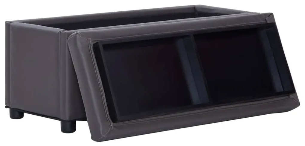 Banco de arrumação 87,5 cm couro artificial cinzento