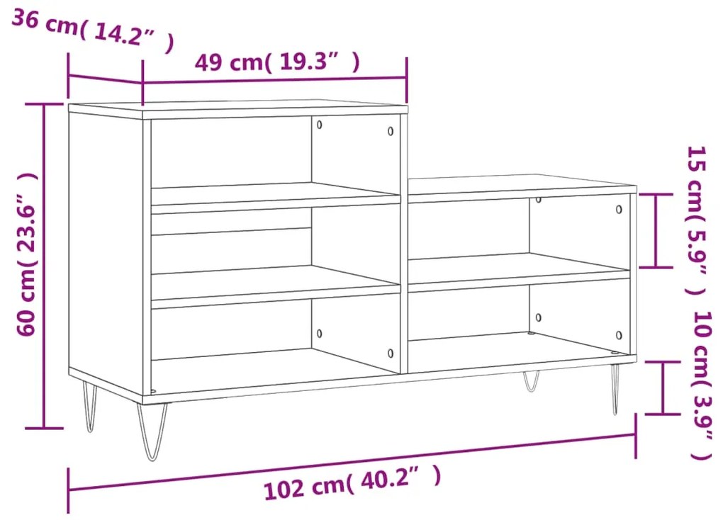 Sapateira com Banco Andreas - Com 5 Prateleiras - 102x36x60 cm - Cor P