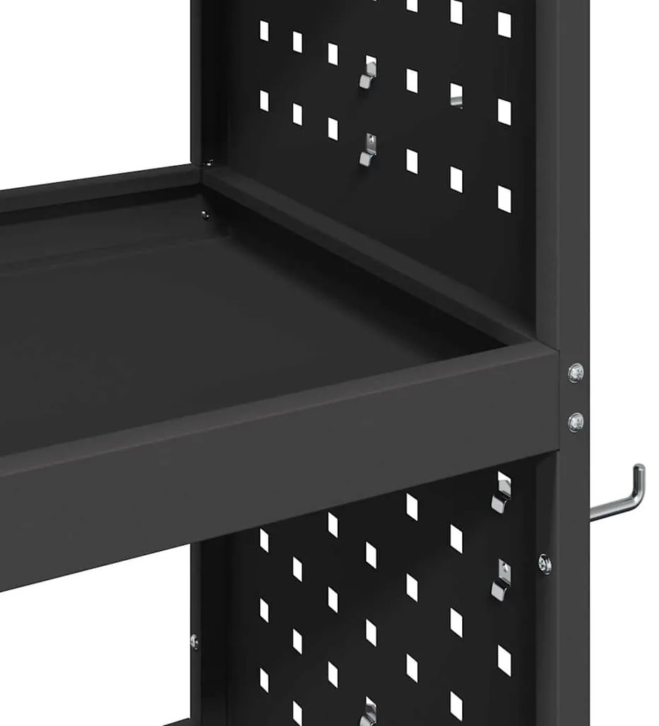 Carro de Ferramentas com prateleira com roda Preto 75 x 35 x 73 cm Met