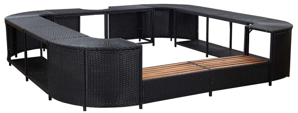 Contorno de spa quadrado 268 x 268 x 55 cm vime PE preto