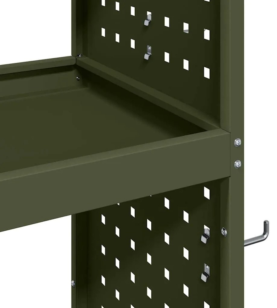 Carro de Ferramentas com prateleira com roda Verde-oliva 75 x 35 x 73