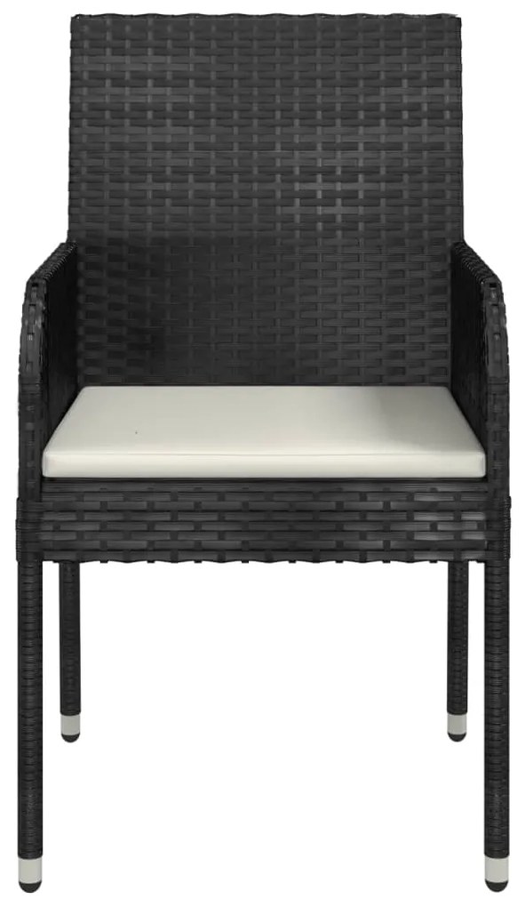 Cadeiras de jardim com almofadões 4 pcs vime PE preto