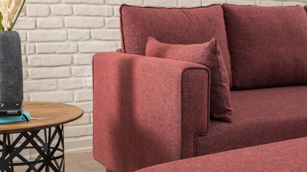 Sofá-cama de canto Bella – Vermelho Claret – 205 x 85 x 140 cm