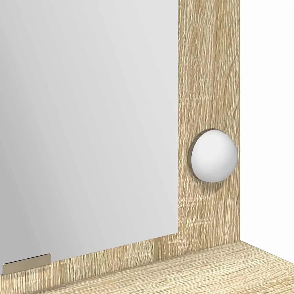 Mesa de Maquilhagem com Luzes LED Carvalho Sonoma 100x41x135 cm