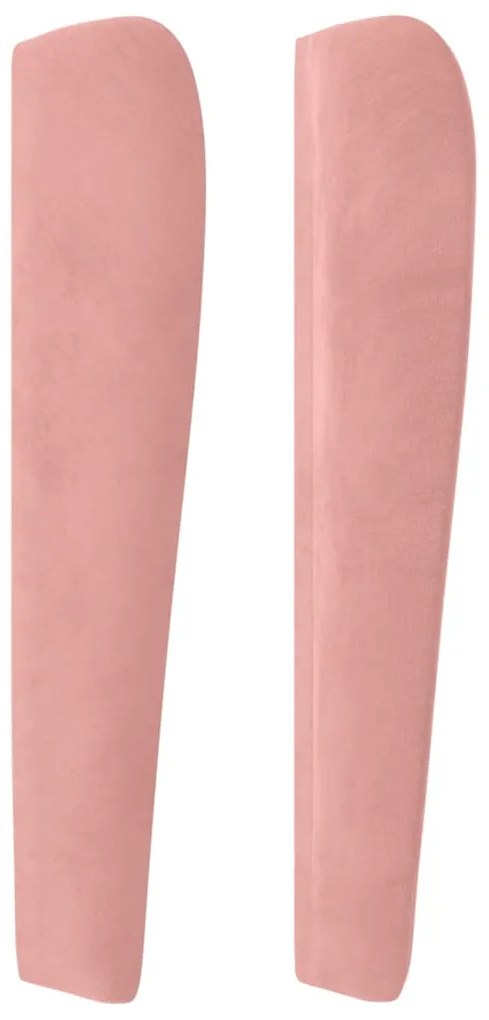 Cabeceira de cama c/ abas veludo 147x23x118/128 cm rosa