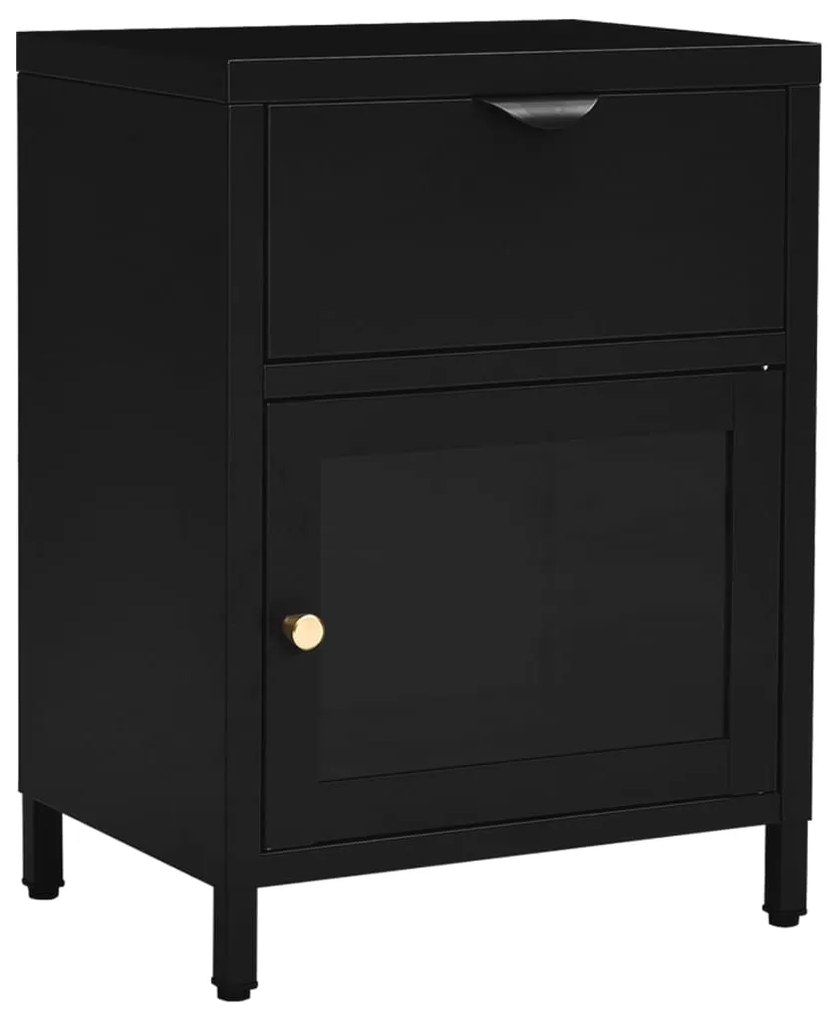 Mesas de cabeceira 2 pcs 40x30x54,5 cm vidro e aço preto