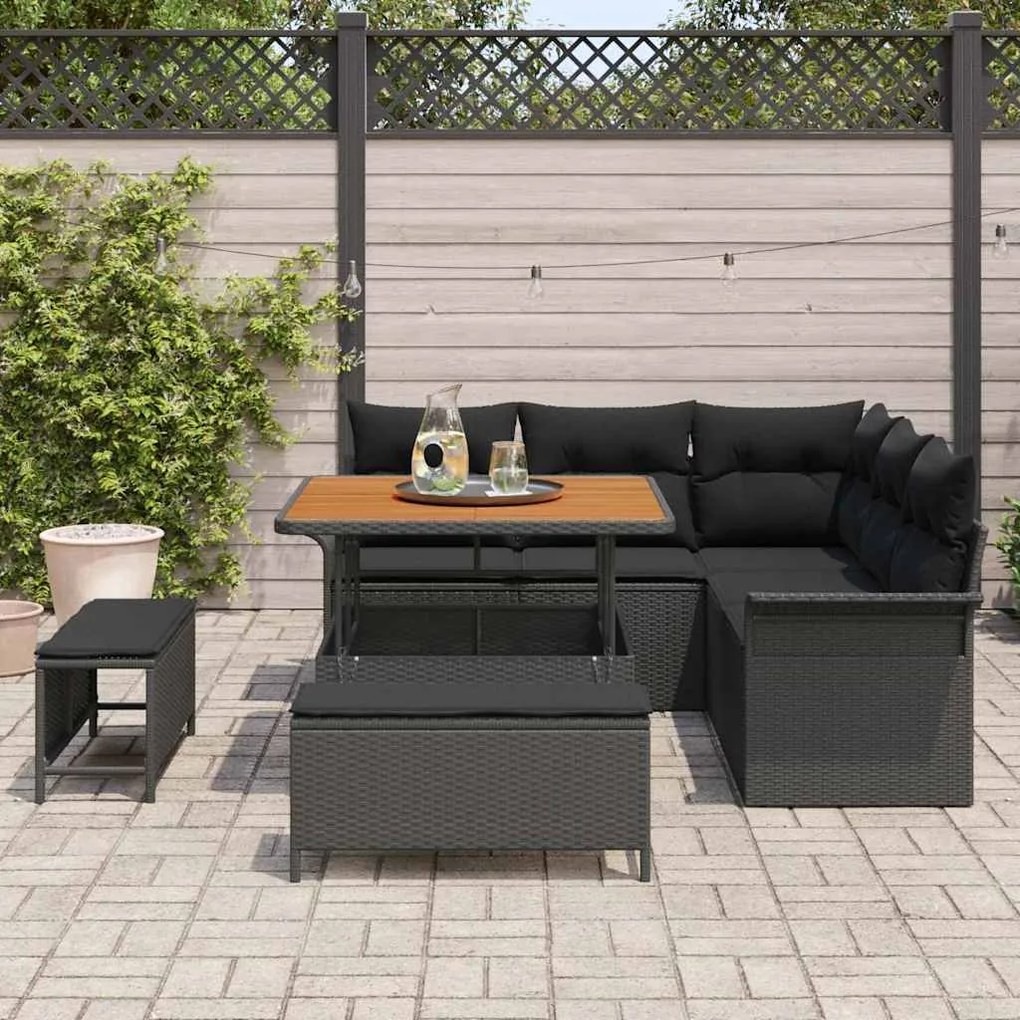 Conjunto de Sofá de Jardim 8 Peças com Almofadas Rattan de Polipropile