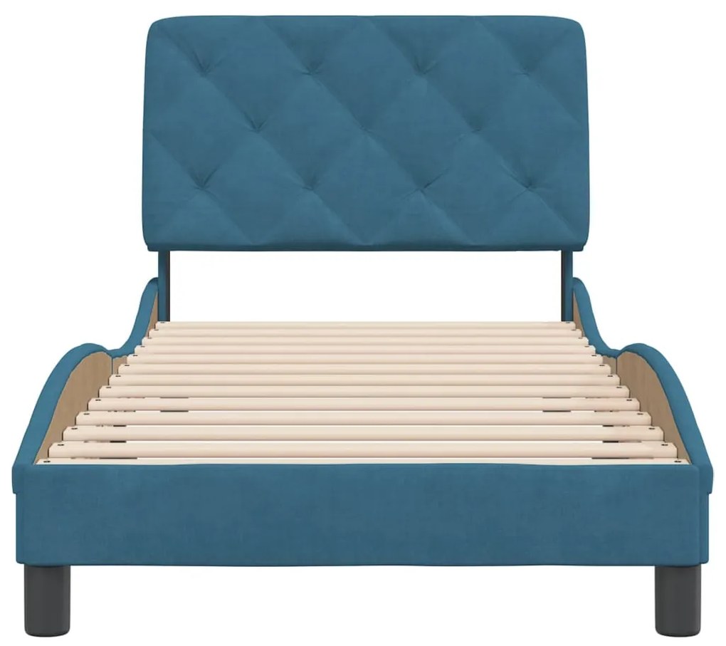 Estrutura de cama com cabeceira 90x200 cm veludo azul