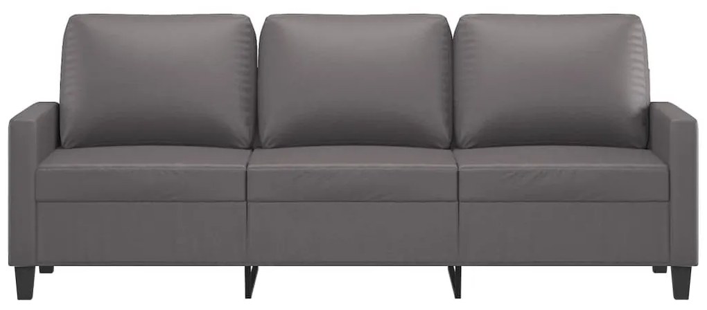 Sofá de 3 lugares 180 cm couro artificial cinza