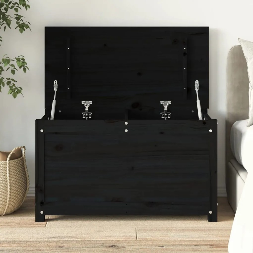 823538 vidaXL Caixa de arrumação 80x40x45,5 cm madeira de pinho maciça preto