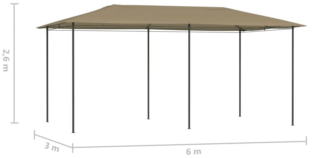 Gazebo 2,98x5,3x2,59 m 160 g/m² cinzento-acastanhado