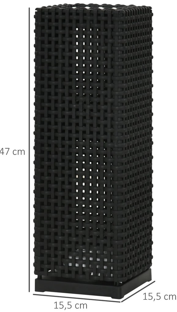 Candeeiro Solar de Jardim – 15,5x15,5x47 cm – Preto – Luz LED Quente c