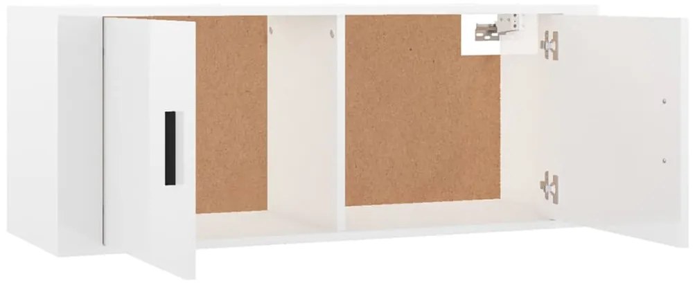 2 pcs conjunto móveis de TV derivados madeira branco brilhante