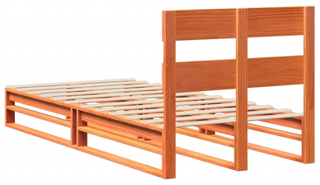 Cama sem colchão 100x200 cm pinho maciço castanho-mel