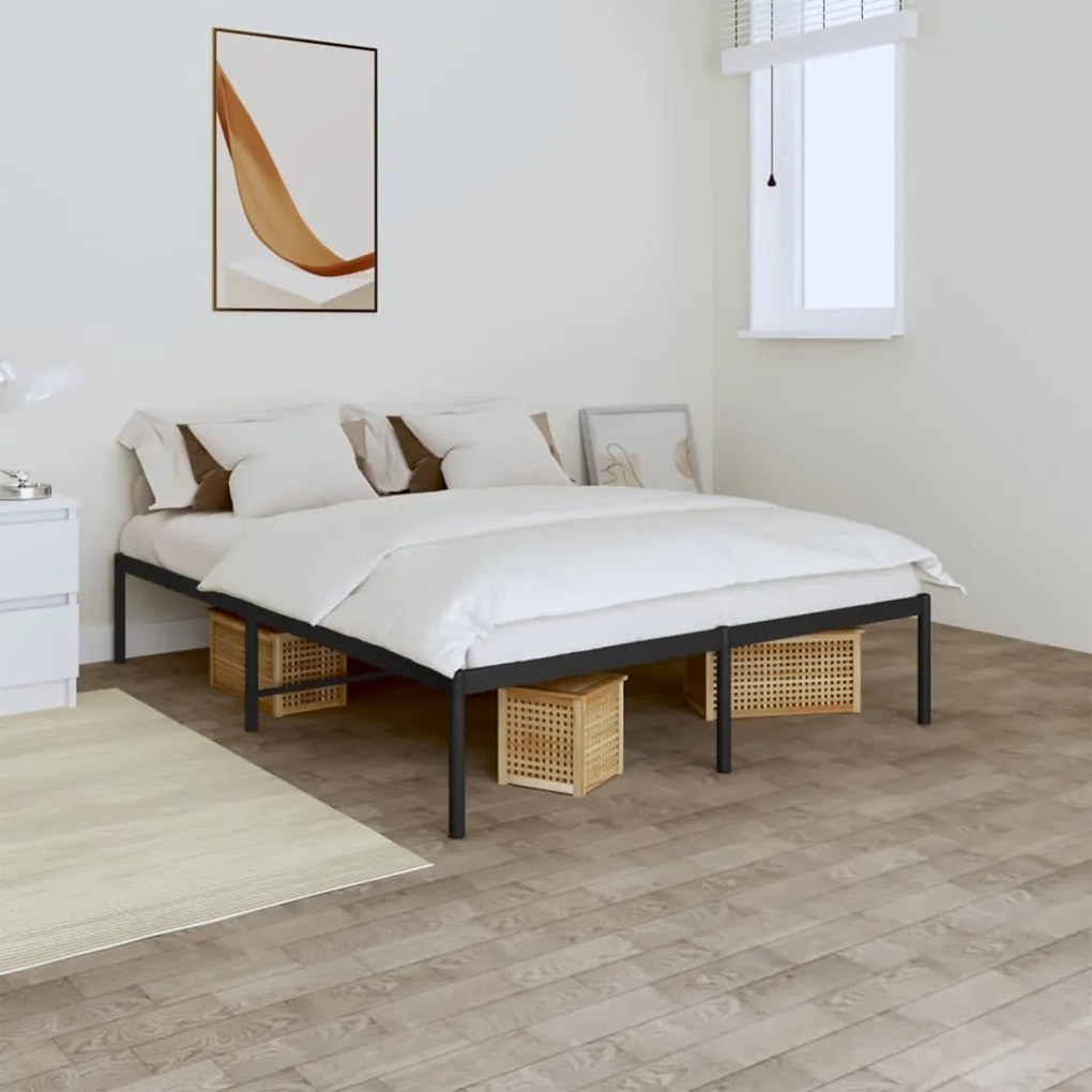 Estrutura de cama 140x190 cm metal preto