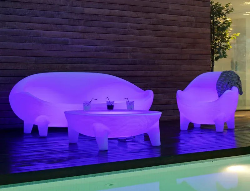 MESA DE CENTRO BAIXA JARDIM LED COM LUZ MARTINICA COM RGB SOLAR + BATERIA RECARREGÁVEL CONTROLO REMOTO HOTEL, BAR, RESTAURANTE, JARDIM, TERRAÇO