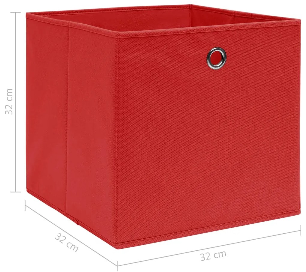 Caixas de arrumação 4 pcs 32x32x32 cm tecido vermelho