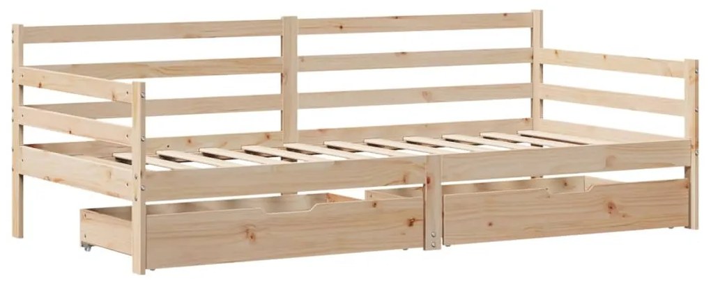Sofá-cama com gavetas 90x200 cm madeira de pinho maciça