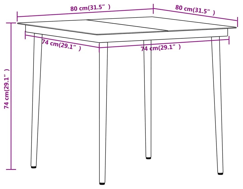 5 pcs conjunto de jantar para jardim castanho