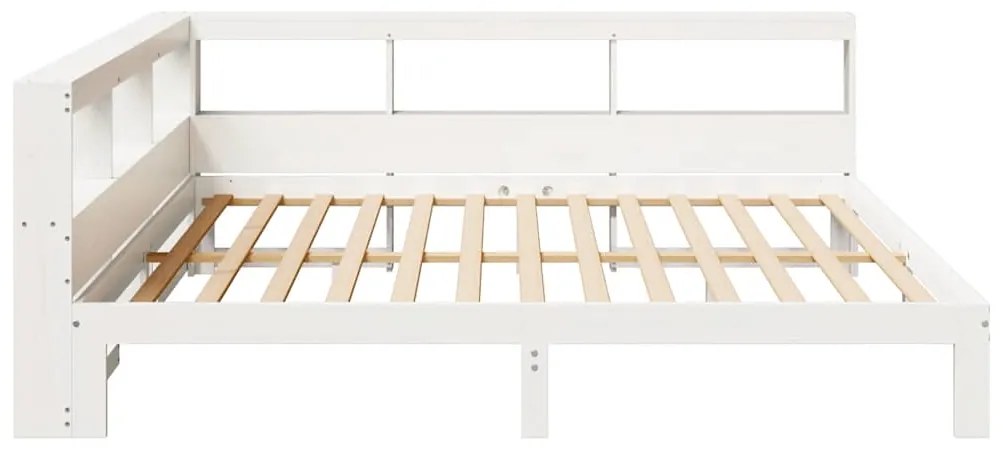 Cama com estante sem colchão 180x200 cm pinho maciço branco