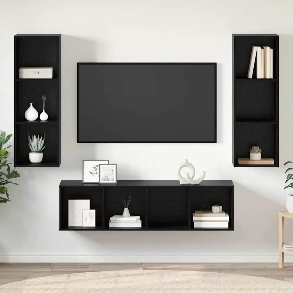 Conjunto de Estantes para TV 3 pcs Carvalho preto