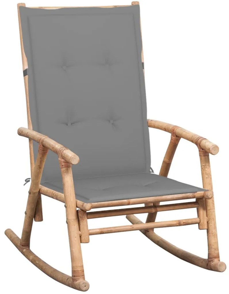 vidaXL Cadeira de baloiço com almofadão bambu