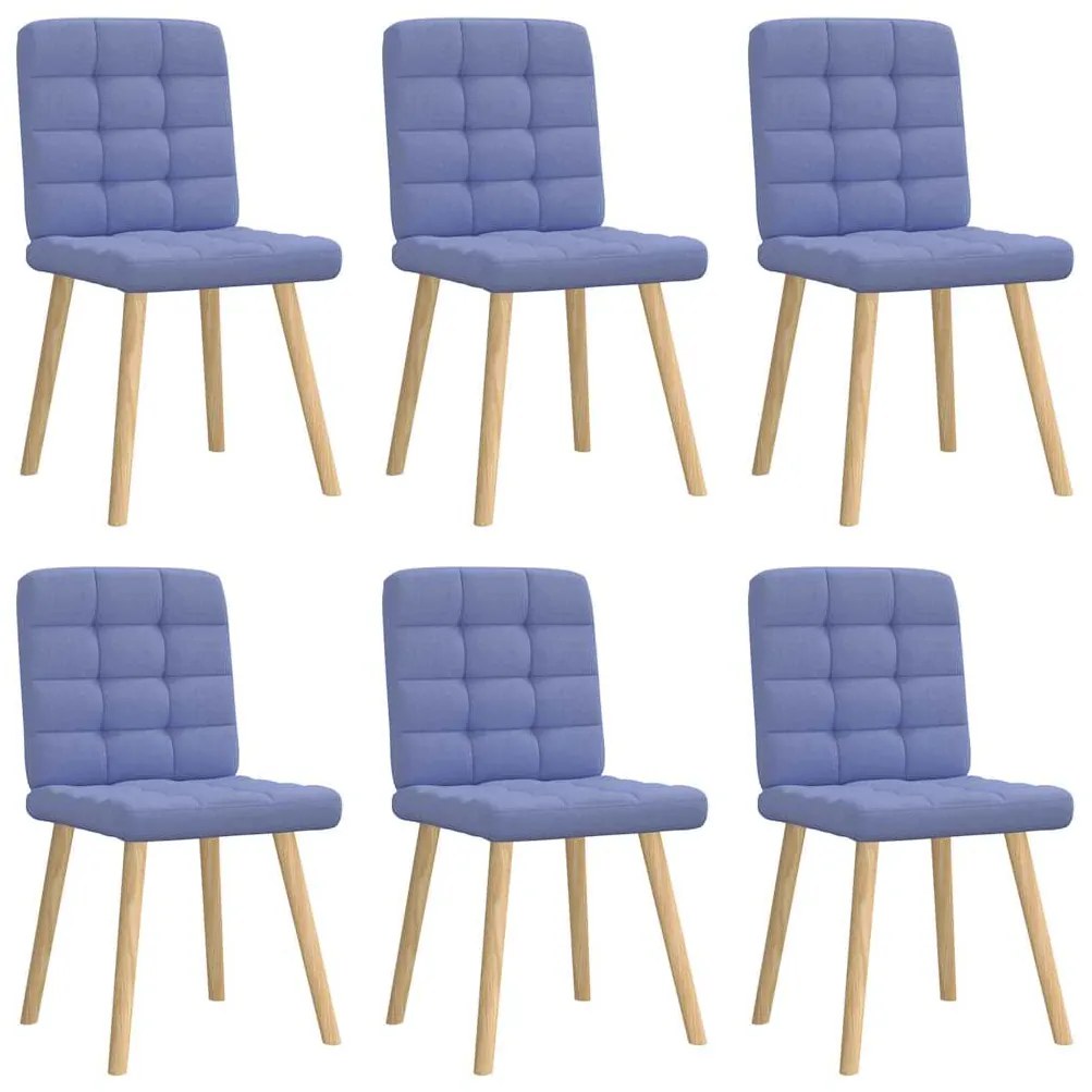 Cadeiras de jantar 6 pcs Jeans Tecido Azul