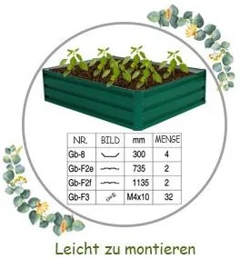 Floreira de cultivo elevada em aço 120 x 90 x 30,5 cm, caixa retangular para plantas, horta elevada para vegetais, flores, ervas, verde