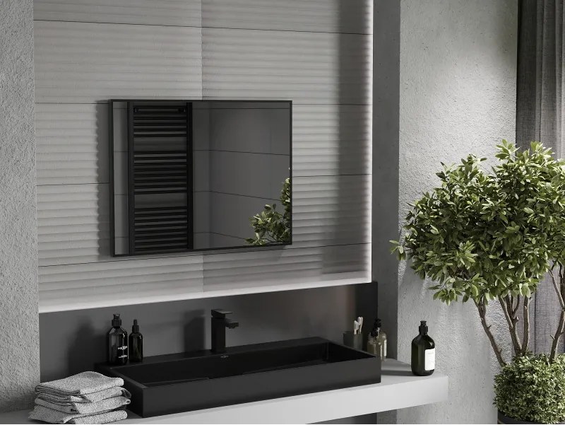 Mexen Loft espelho de casa de banho retangular 80 x 60 cm, moldura preta - 9852-080-060-000-70