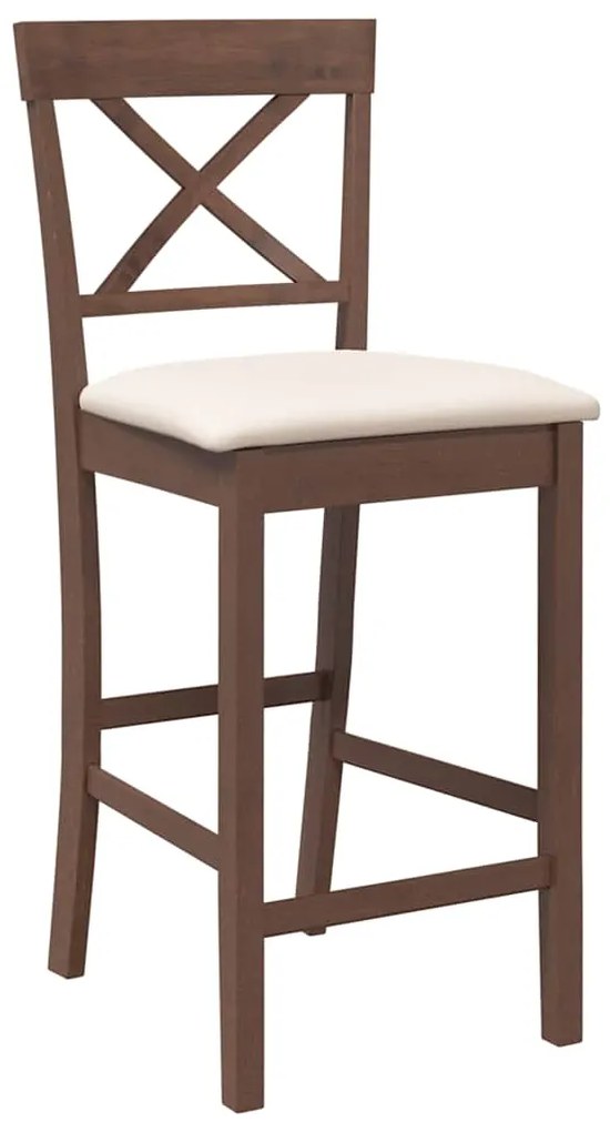 Bancos de bar com almofadões 2pcs madeira de seringueira maciça