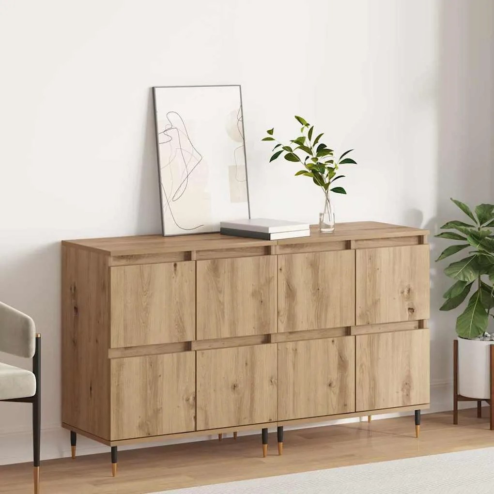 vidaXL Aparadores 2 pcs carvalho artisiano 120 x 35 x 70 cm