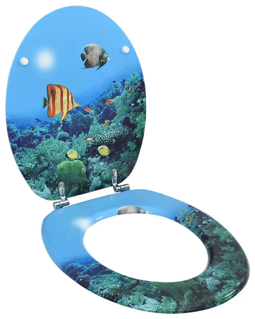 146909 vidaXL Assento de sanita com tampa MDF design mar profundo