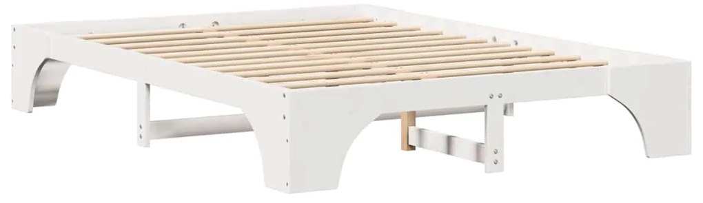 Cama Branca 160x200 cm de Madeira de Pinho Maciça