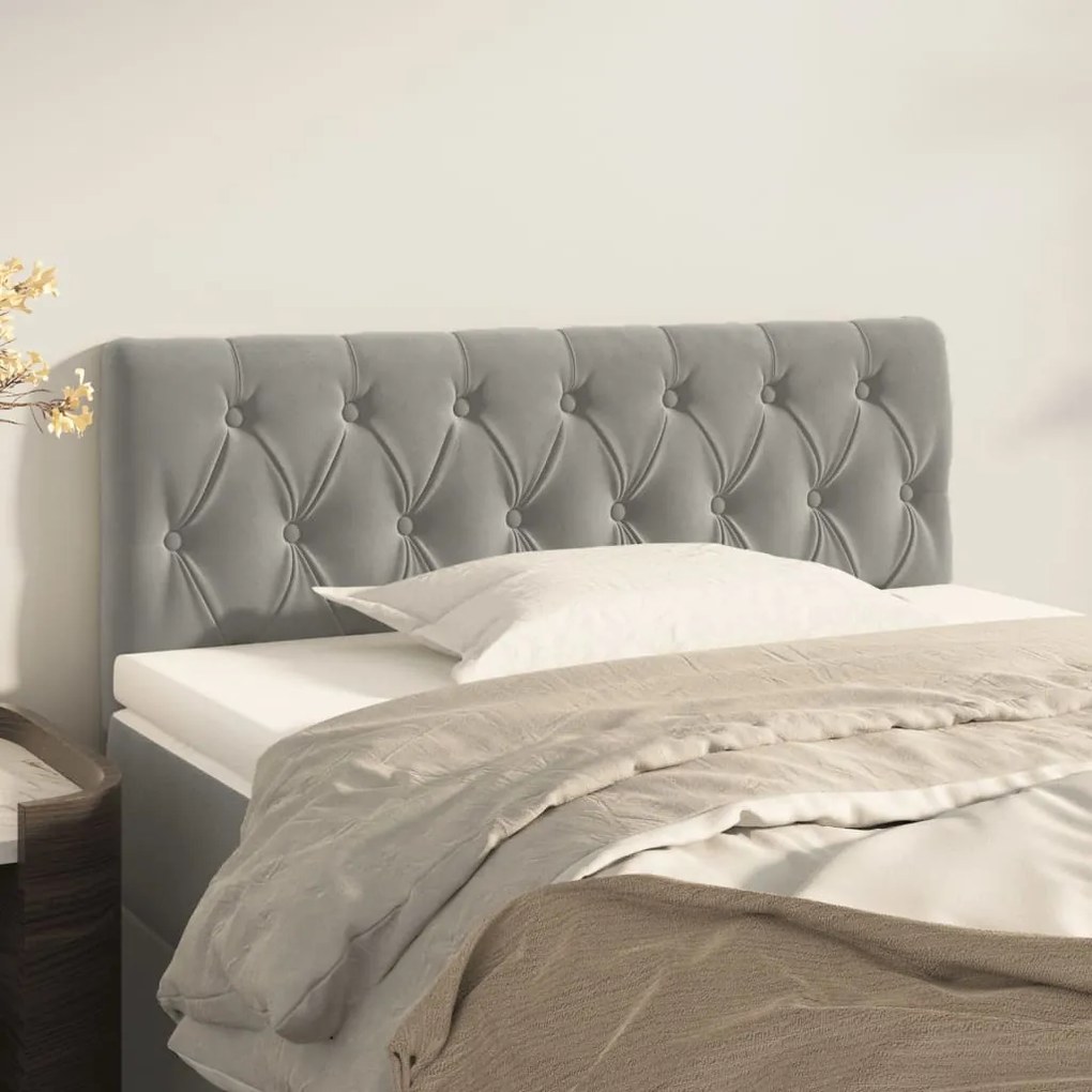 346334 vidaXL Cabeceira de cama veludo 100x7x78/88 cm cinzento-claro