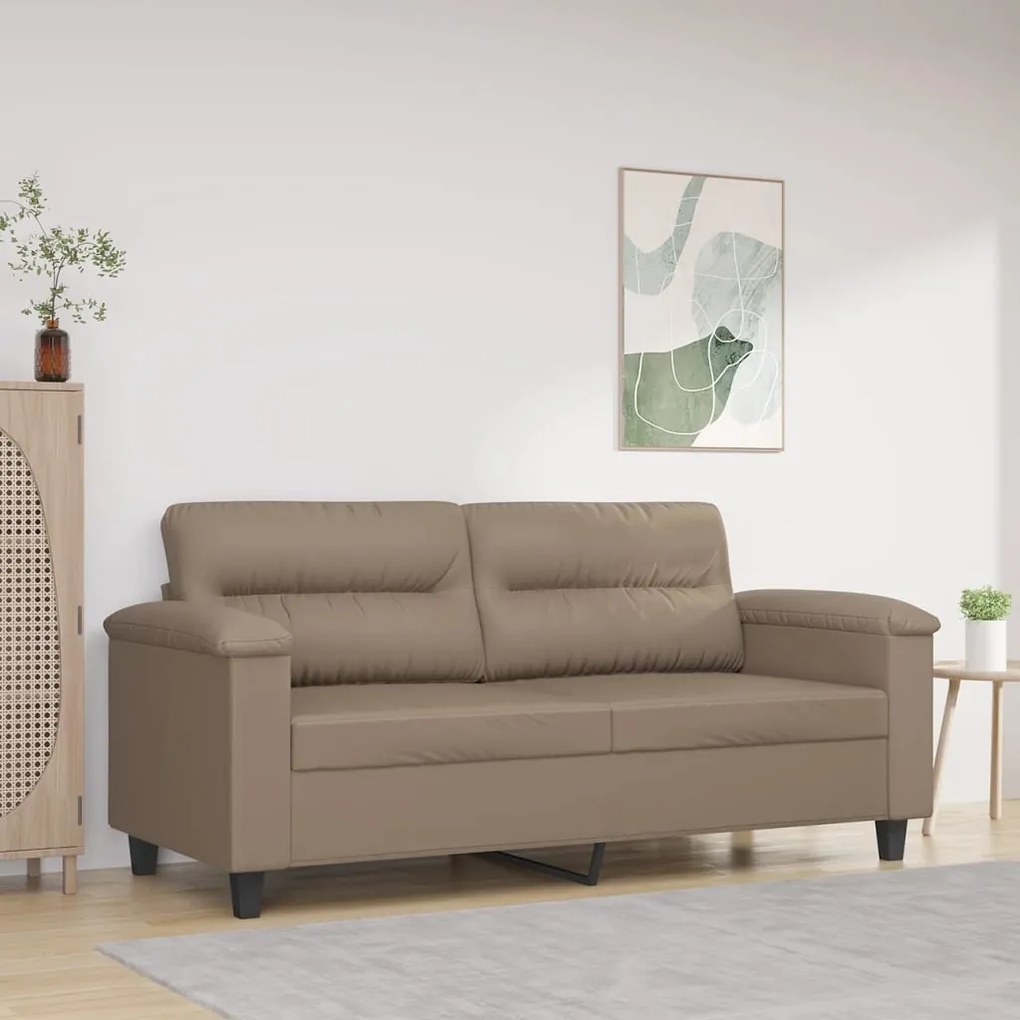 vidaXL Sofá de 2 lugares 140 cm couro artificial cor cappuccino