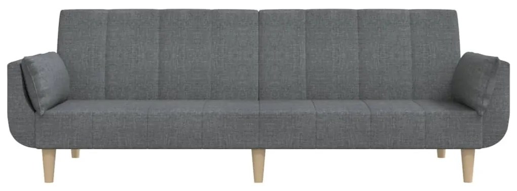 Sofá-cama 2 lugares com duas almofadas tecido cinzento-claro