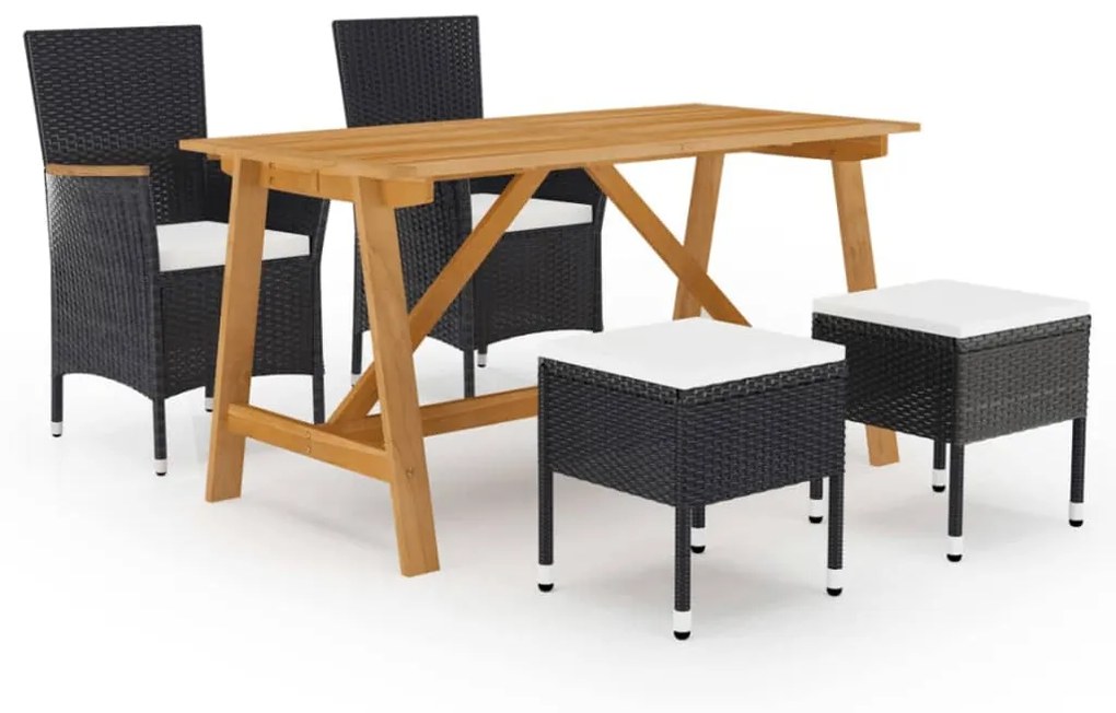 vidaXL 5 pcs conjunto de jantar para jardim preto