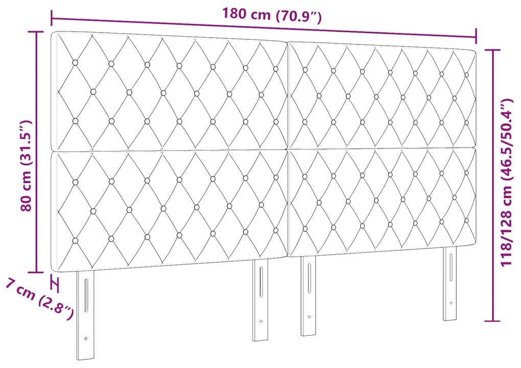 Cabeceira com Botões de Cristal em Veludo Cinza Escuro 180 cm