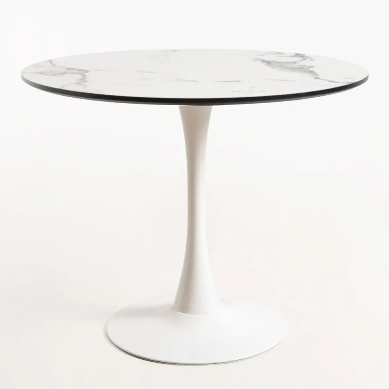 Mesa Kolio 90 cm Marmol - Branco