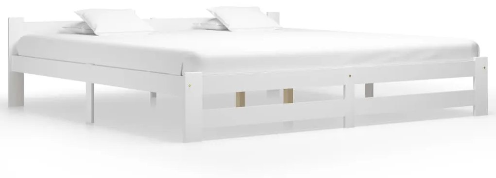 Estrutura de cama 200x200 cm pinho maciço branco